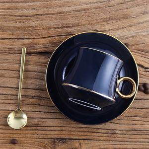 แฟนซีชุบทองการออกแบบที่ไม่ซ้ำกันสีทึบตะวันตกถ้วยกาแฟเซรามิกจานรอง - Product Image 4