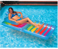 Chaise pliante gonflable flottante pour plage, piscine arc-en-ciel, radeau flottant, matelas de loisirs aquatiques avec porte-gobelets