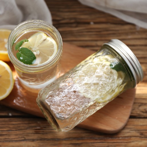 480ml tall wholesale wide mouth sealed clear glass mason jar with screw top metal lid