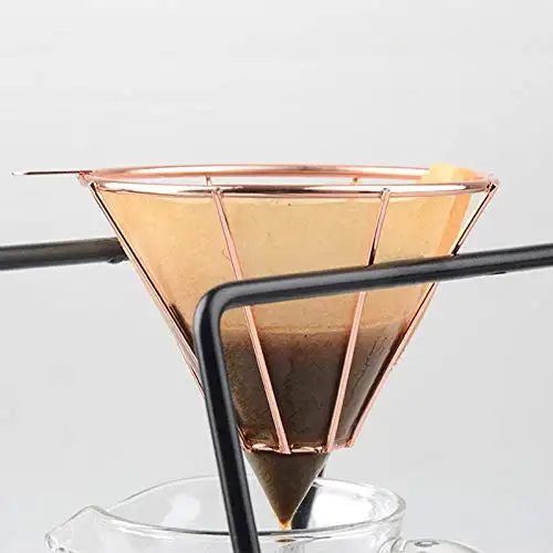 Металлический многоразовый фильтр для кофе цвета розового золота, медные фильтры для кофе, аксессуары, воронка, сетчатый фильтр для чая, инструменты для корзины