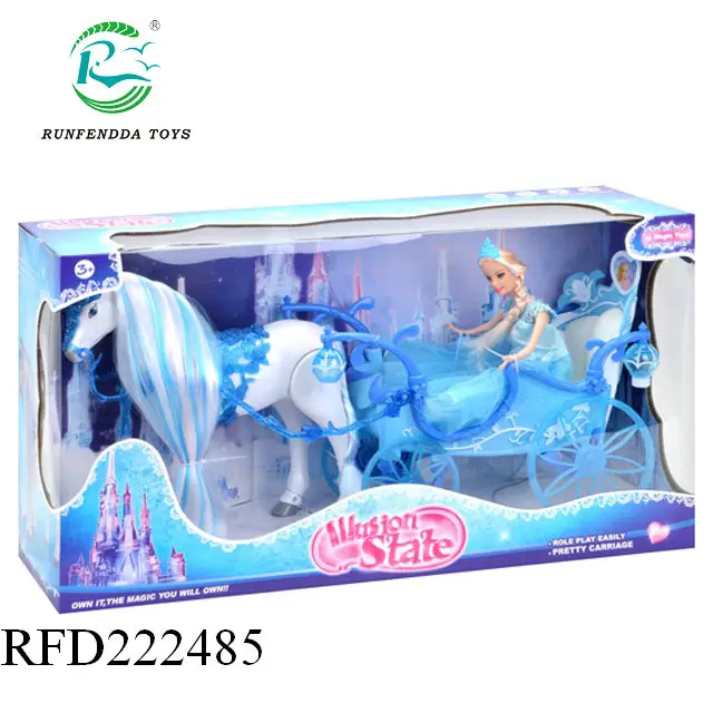 Chariot de cheval de poupée de jouets de RFD avec son et lumière chariot de cheval de jouet à piles