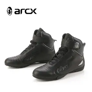 arcx摩托车皮靴真正牛皮革公路赛车旅游摩托车骑行踝鞋