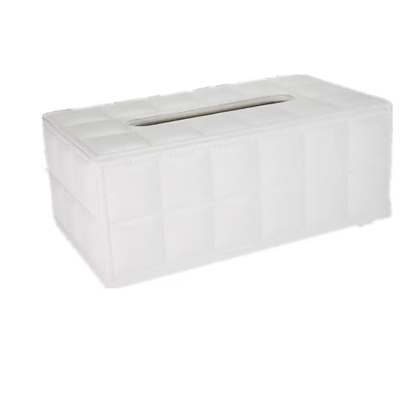 Car tissue storage box White rectangular PU leather tissue box cover Fabric color optional customized tissue box cover