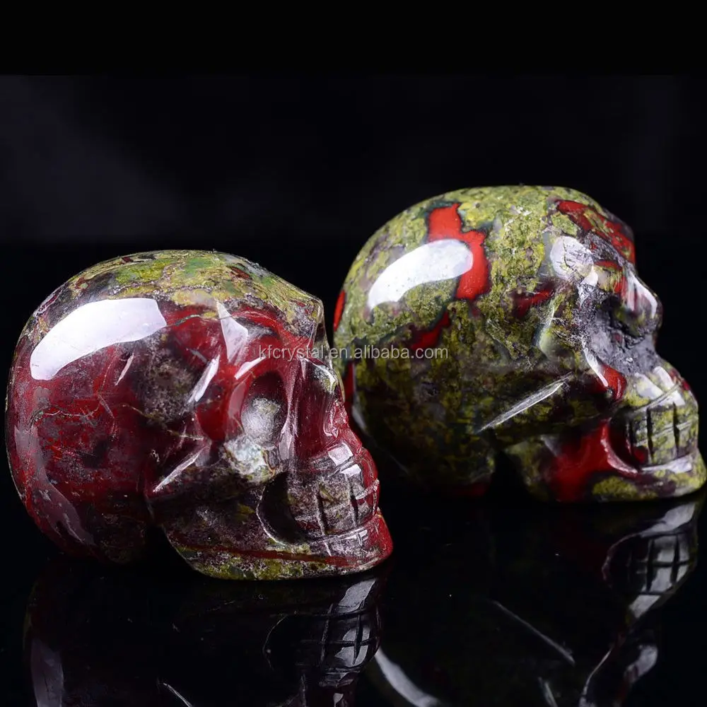 Natural crystal stone dragon blood skulls amazing colors home decoration