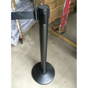 Black Airport <strong>Retractable</strong> <strong>Queue</strong> Pole with Nylon <strong>Belt</strong> - Product Image 1