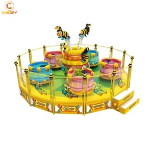 Children amusement park rides rotating happy spray ball honey bee tea cup carousel rides for sale