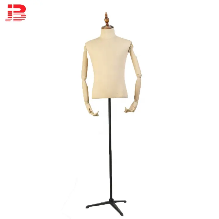 High Quality Tripod Stand Half Body Mannequin Upper Body Wooden Mannequin Torso