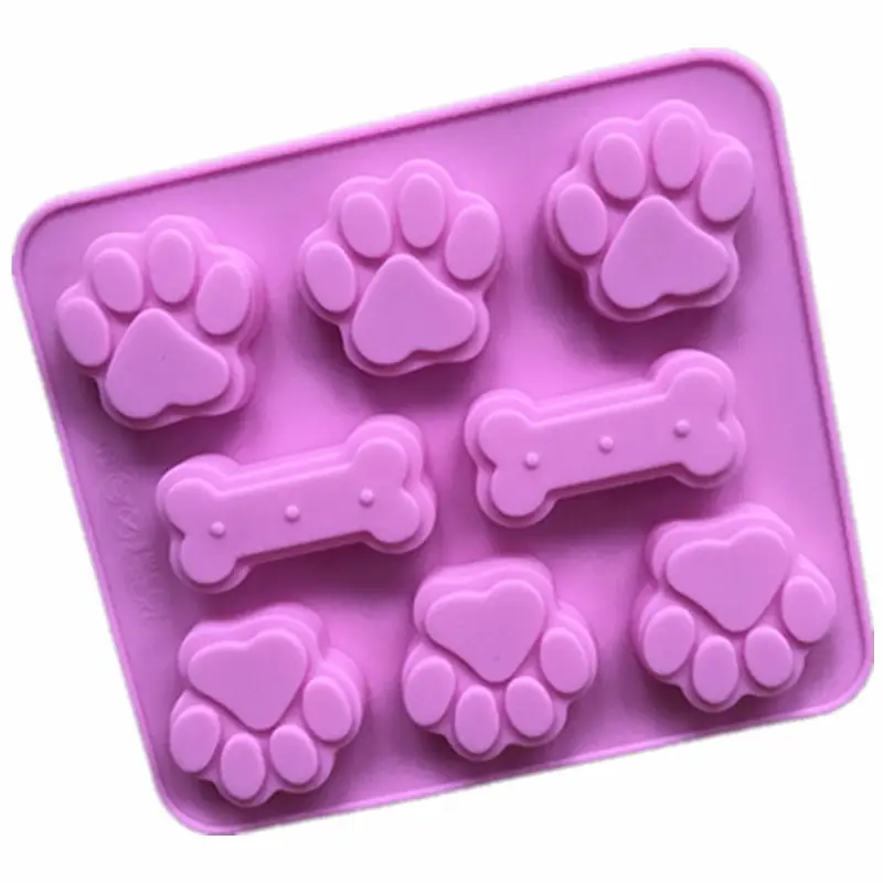 Silicone Mold Pet Paw PrintとBone Treat DogキャンディーChocolate Soap Mould Pan