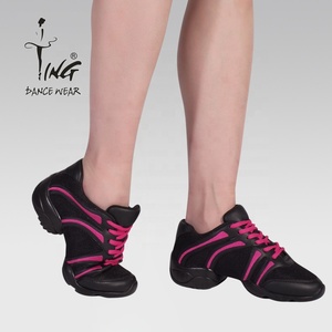 Scarpe da Ballo Ting Dance Rosso Rosa, Scarpe Basse da <span class=keywords><strong>Danza</strong></span>, Scarpe Jazz, Scarpe da Ballo Quadrato - Product Image 1