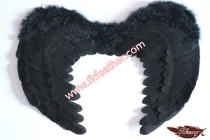 Negro Tela Del <span class=keywords><strong>Ala</strong></span> Del Ángel De Hadas Para Adultos Y Fuentes Del Partido de Halloween de Plumas de Pavo - Product Image 1