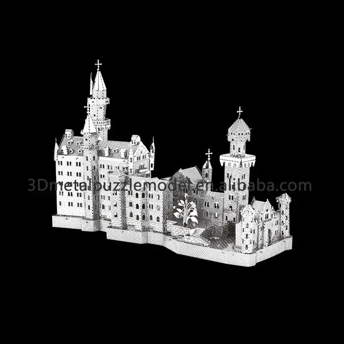 레이저 컷 나노 금속 건물 새로운 백조 돌 성 슈퍼 3D 퍼즐