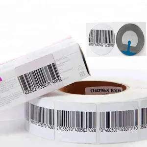 eas RF 8.2 Mhz 4x4 anti theft barcode stickers roll / eas soft label/ paper label for supermarket