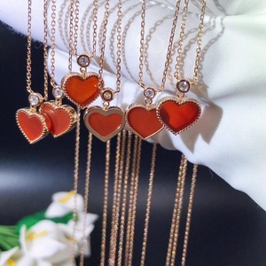 18K <span class=keywords><strong>oro</strong></span> <span class=keywords><strong>de</strong></span> lujo diseño gran oferta ágata natural corazón rojo Shsape Collar para mujer - Product Image 5