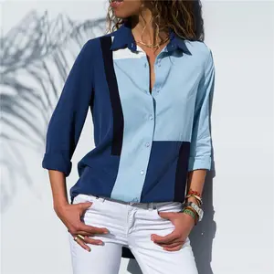 Fashion Turn Down Collar Office Shirt Casual Chiffon Plus Size Long Sleeve Tops Blouse