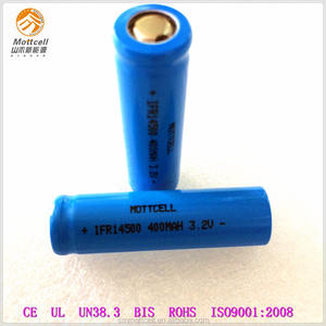 Top fabricante de lifepo4 batería recargable de iones de litio 14500 400 mAh 3.2 V para la luz solar/rc juguetes - Product Image 1