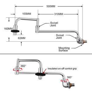 Montaje en pared plegable 360 giratorio doble junta Caño fregadero de cocina grifo de agua grifo <span class=keywords><strong>Pot</strong></span> <span class=keywords><strong>Filler</strong></span> - Product Image 3