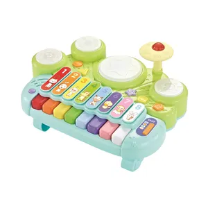 桌子音乐玩具，多功能玩具儿童鼓套装, 发现玩钢琴键盘木琴套装电子学习玩具为婴儿