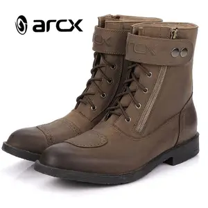 Arcx sapatos casuais de couro para homens, botas de couro respiráveis para motocicleta