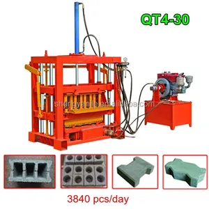 Factory QT4-30 small diesel cement brick making machine price, cabro paving block making machine kenya