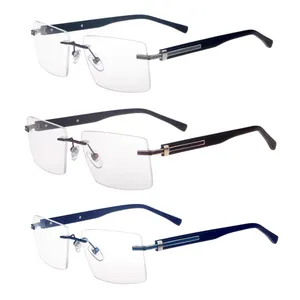 Wen Zhou square rimless metal reading glasses frame