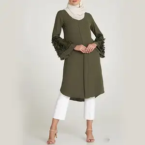 多功能简单设计女士衬衫设计 Baju Melayu 网眼织物与穆斯林服装