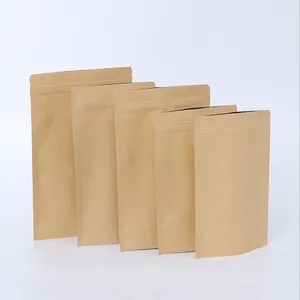 Günstigste Preis Kleine Kraft Braun Papier Stand Up Zipper Lebensmittel Tasche %