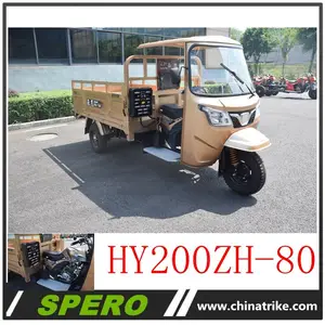 China motos 200cc water cooled semi closed cabin triciclo gasoline de carga for sales