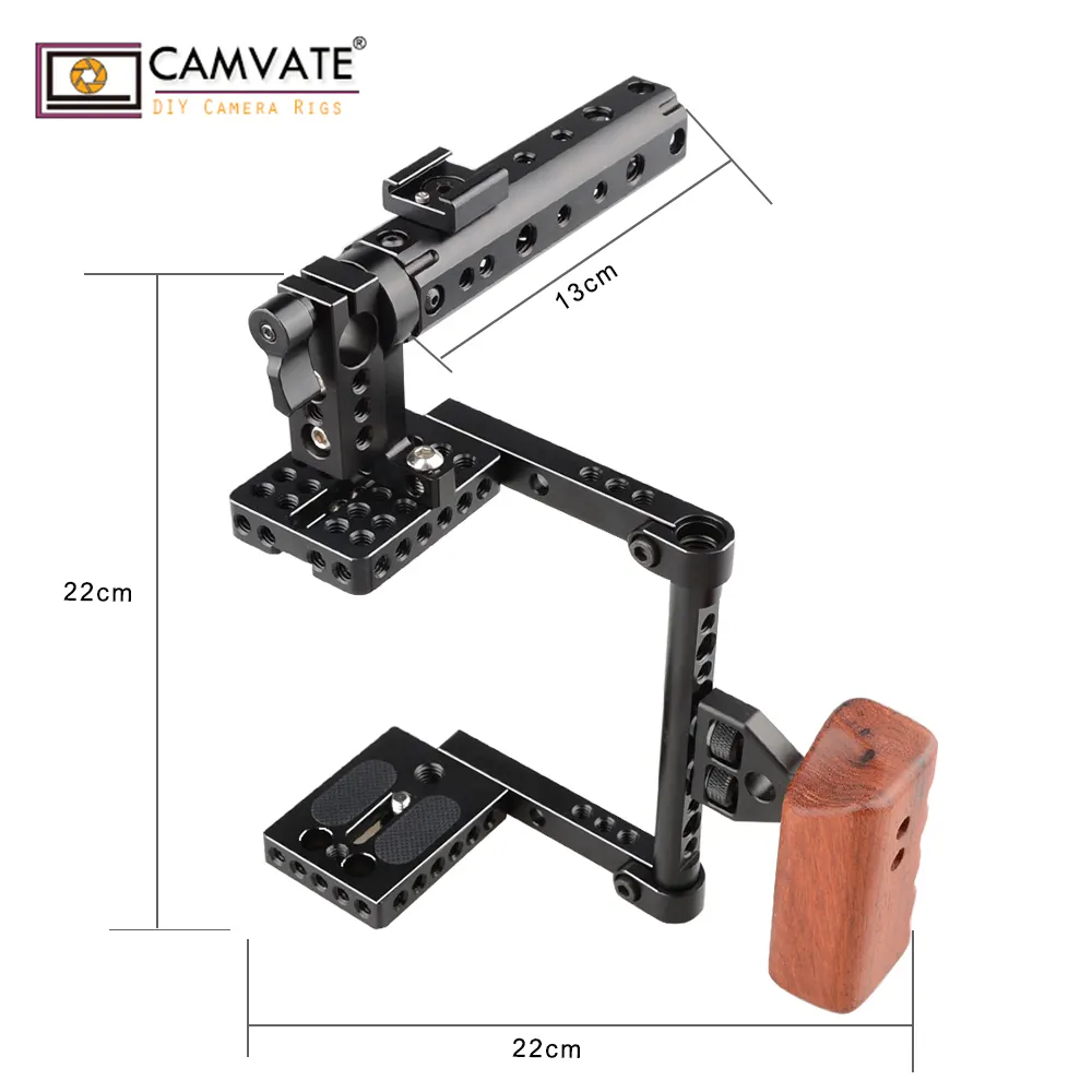 CAMVATE DSLR Caméra Cage Top Poignée Bois Grip pour Canon 600D 70D 80D
