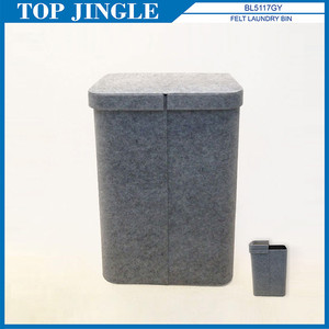 Papelera de lavandería rectangular gris con asa - Product Image 1