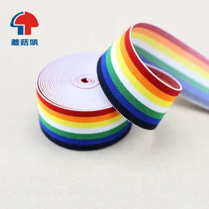 custom rainbow elastic tape webbing tape colorful Jacquard Soft elastic band for bag belt