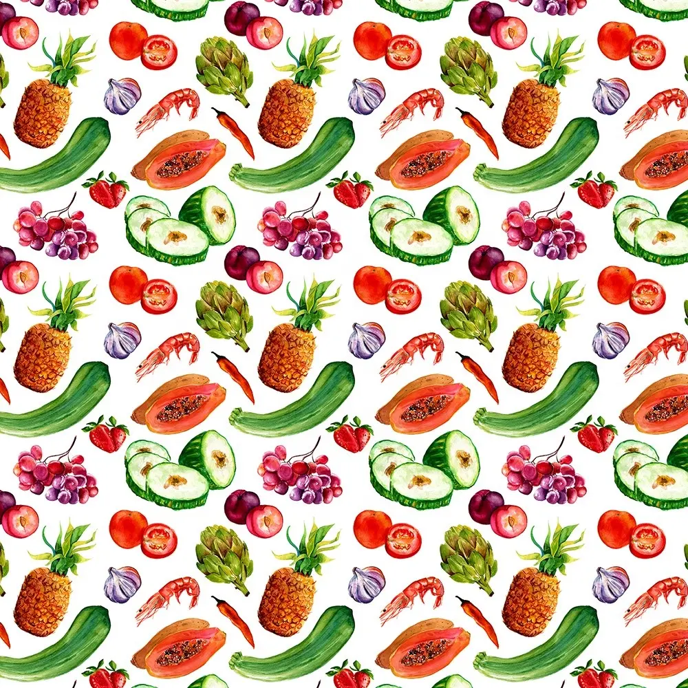Kitchen Table Cloth with Fruit and Vegetable