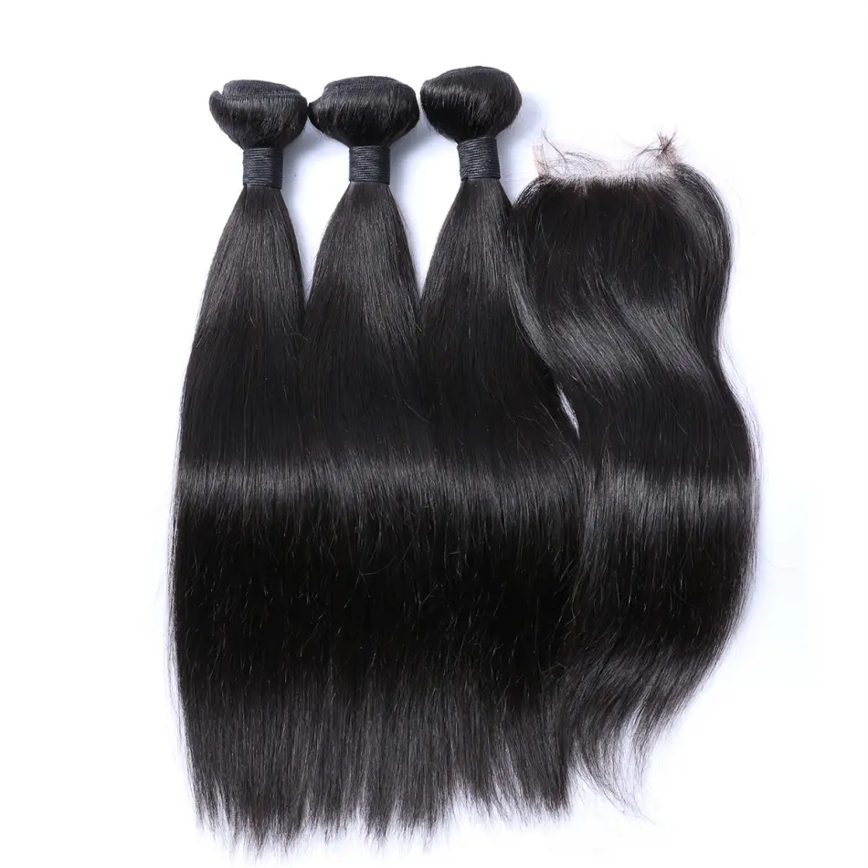 Top selling online cuticle aligned raw virgin hair 3 bundles with lace closure