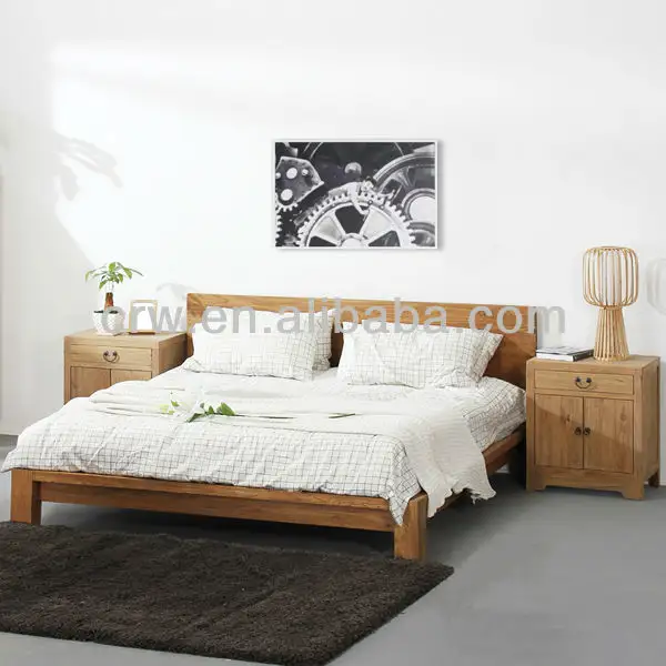 Af-127 Teruggewonnen Iep Bed Elegante Houten Bed