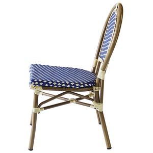 En Modern mavi bahçe hasır sayaç yükseklik Bar taburesi mobilya açık veranda <span class=keywords><strong>Rattan</strong></span> alüminyum Bistro sandalyeler