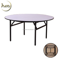 Table de banquet ronde pliable robuste, cadre en métal solide et plateau en PVC, logo personnalisé acceptable