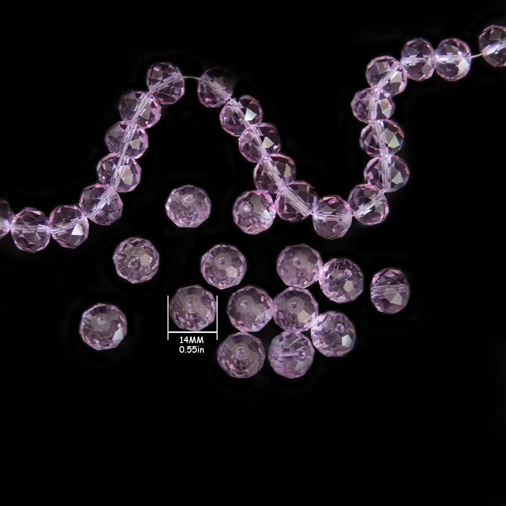 New 14ミリメートル-18ミリメートルLilac Color Flat Rondelle Crystal Bead Glass BeadためDecorating Making Diy