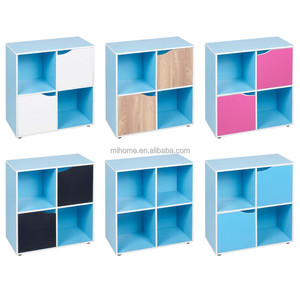 4 <strong>Cube</strong> 2 Door Wooden Bookcase Shelving Display <strong>Shelves</strong> Storage <strong>Unit</strong> Wood <strong>Shelf</strong> Door - Product Image 3