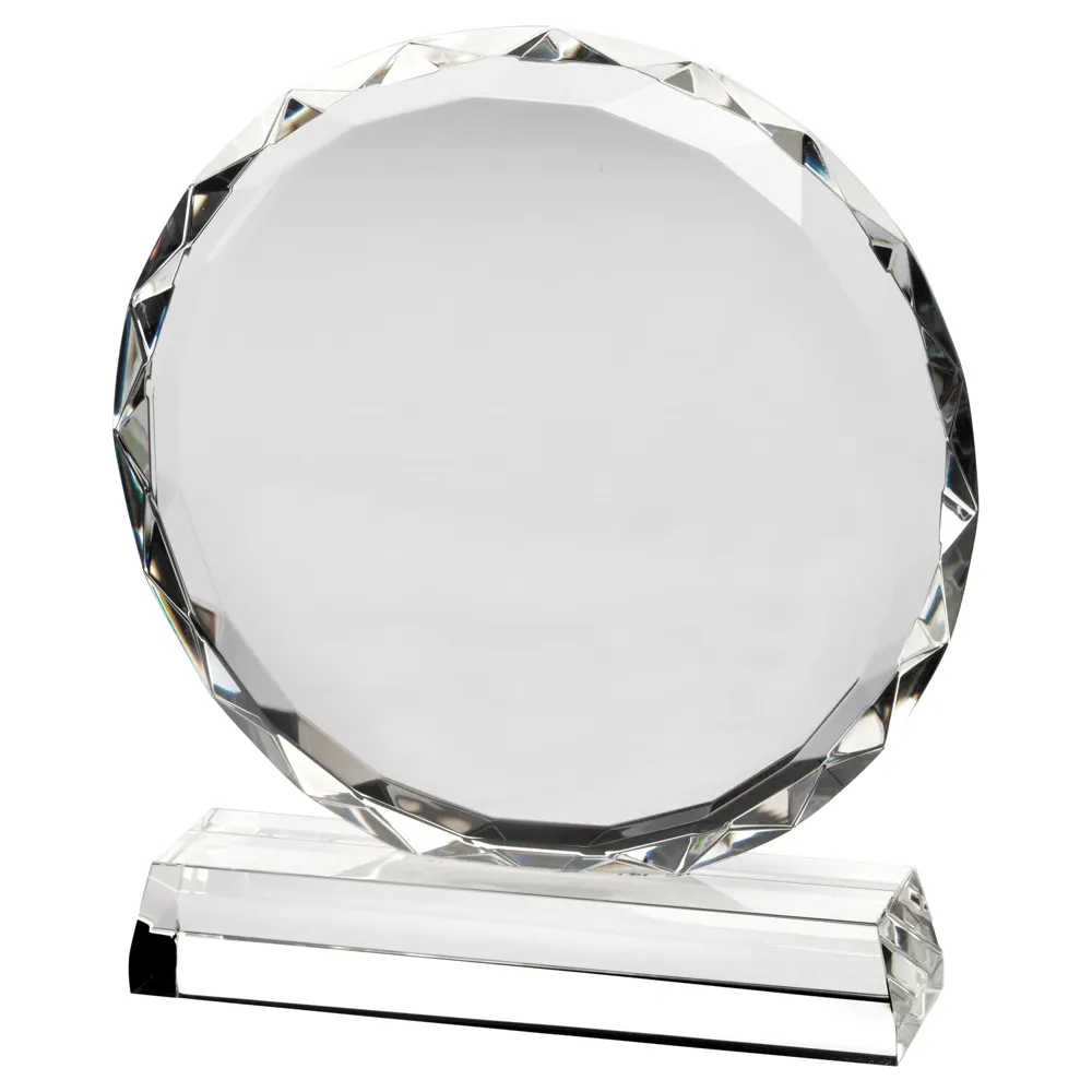Groothandel Ronde Optische Glas Kristal Award Trofee Ronde Plaque K9 Kristal Geschenken Awards Souvenirs Glazen Trofee Leeg