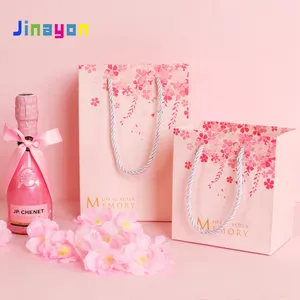 Jinayon Valentine's Day Romantic Pink Gift Bag Cherry Blossom Accompanied Handbag, Blue Creative Beautiful Packaging Gift Bag