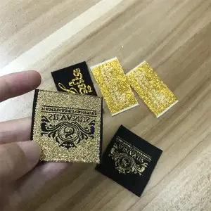 Desain Kustom Populer Mantel Bulu Katun Sutra Label Tenun Sisi Ganda, Label Garmen