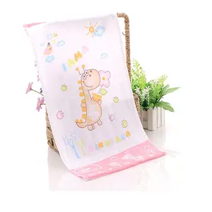100% Printing Cartoon Custom Printed Cotton Pig Page Cleaning Face Baby Absorption Soft Towel Children Bath Towels