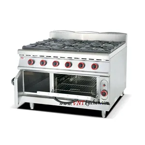 Commercial fast food restaurant Stainless Steel 6 Burner Gas Cooking Range With Gas Oven OT-889(700)