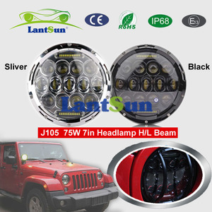 Usine super lumineux 75 w 7 " rond led phare salut et de croisement pour <span class=keywords><strong>Jeep</strong></span> J105 - Product Image 3