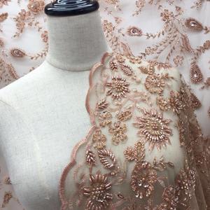 Chất lượng tốt pha lê vải tuyn vải ren ngọc trai hạt thêu thiết kế ren <span class=keywords><strong>sequin</strong></span> vải HY0806-2 - Product Image 3