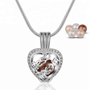 Collier avec pendentif en <span class=keywords><strong>cage</strong></span> de perles en argent 925, vente en gros, médaillon d'amour meilleur maman pour maman - Product Image 1