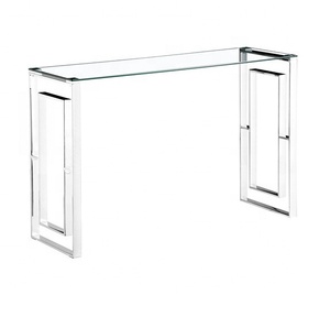 Chrome Colour Corner <strong>Console</strong> <strong>Table</strong> <strong>Long</strong> Mirrored <strong>Console</strong> <strong>Table</strong> clear Tempered Glass <strong>Tall</strong> <strong>Console</strong> <strong>Table</strong> - Product Image 1