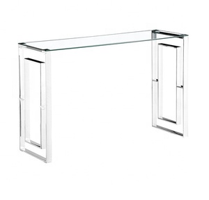 chrome colour corner console table long mirrored console table clear tempered glass tall console table