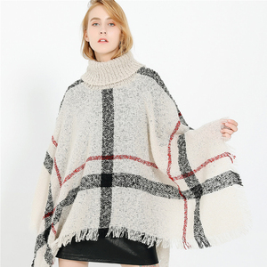 Pulover <span class=keywords><strong>Poncho</strong></span>セーターレディース45色チェック柄タッセル防風冬暖かい女性用Pulover <span class=keywords><strong>Poncho</strong></span> 2020 - Product Image 3