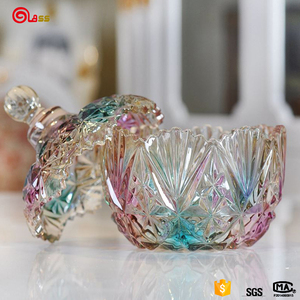 Motif décoratif conception avec couvercle cristal bol en verre de sucre <span class=keywords><strong>bocal</strong></span> de bonbons bol - Product Image 1