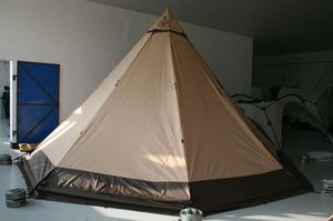 Lona ecológica <span class=keywords><strong>de</strong></span> algodón resistente, Pagoda <span class=keywords><strong>de</strong></span> doble capa, a prueba <span class=keywords><strong>de</strong></span> viento, para exteriores, tienda tipi impermeable para acampar al aire libre - Product Image 3
